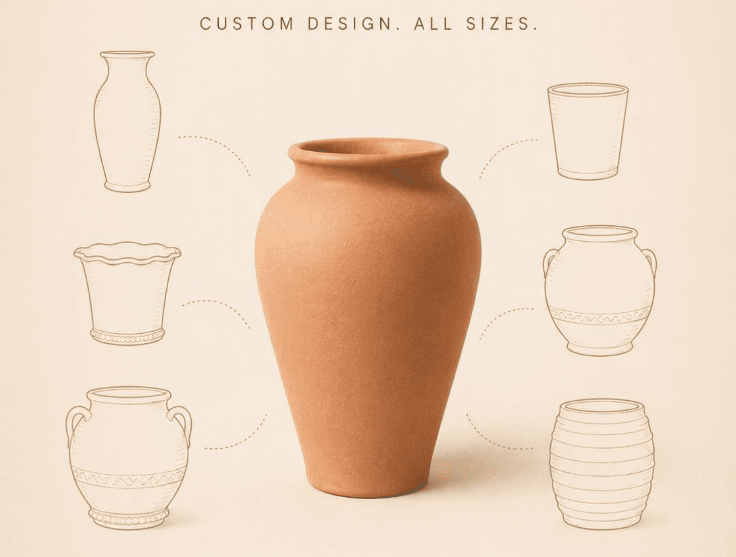 Artisan pottery on textured plaster shelves